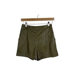 Intermix Women’s Remi Pleated Lamb Leather High Rise Shorts Olive Green 0